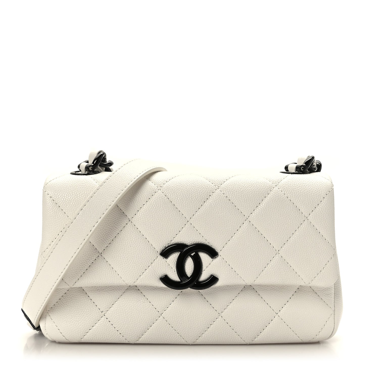 Caviar Quilted My Everything Small Flap White Black