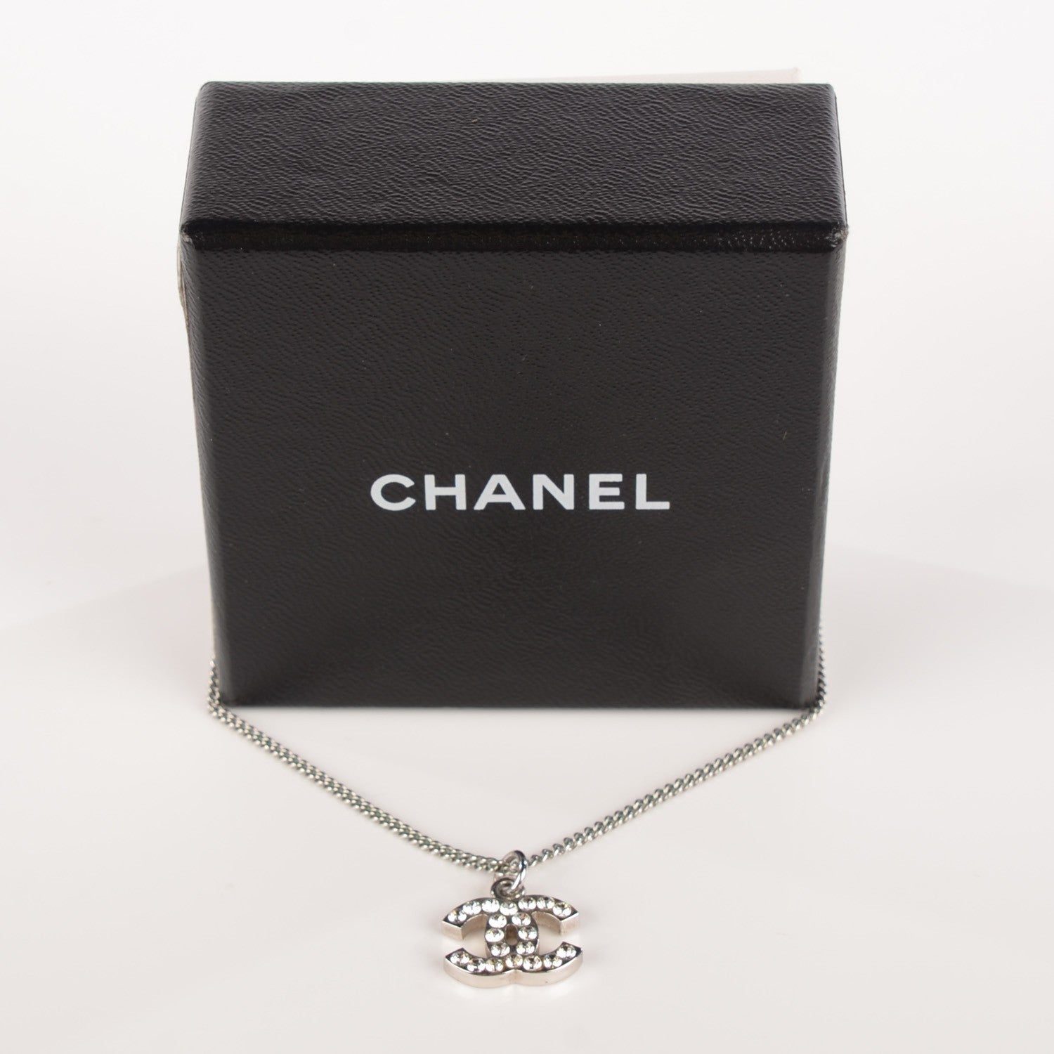 Chanel Crystal Timeless CC Necklace Silver 4 of 7