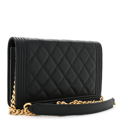 Chanel Caviar Quilted Boy Wallet On Chain WOC Black 3 of 12