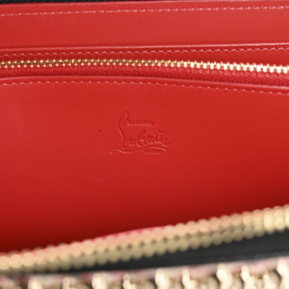 Christian Louboutin Patent Bazin Spikes Panettone Zip Wallet Pompadour 6 of 12