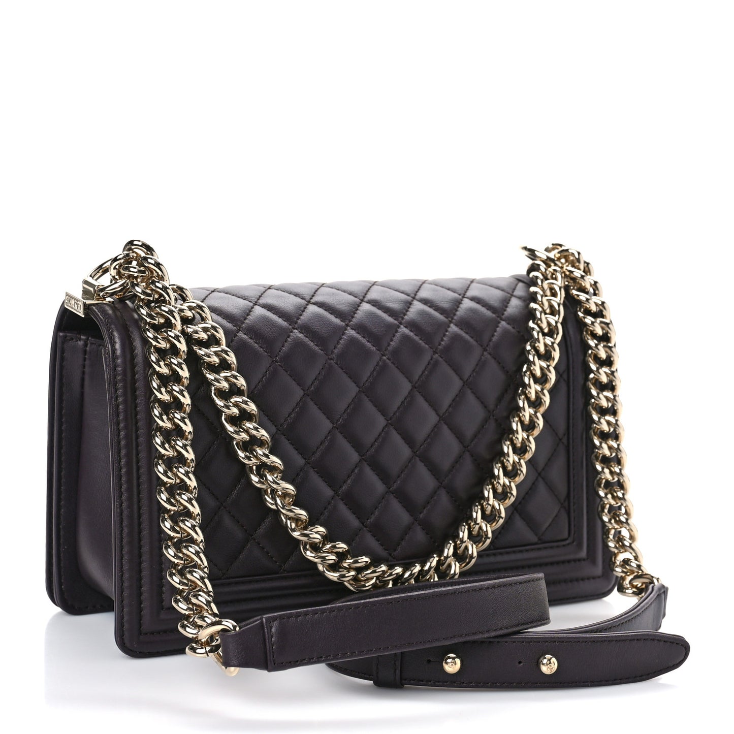 Calfskin Quilted Medium Boy Flap Dark Brown