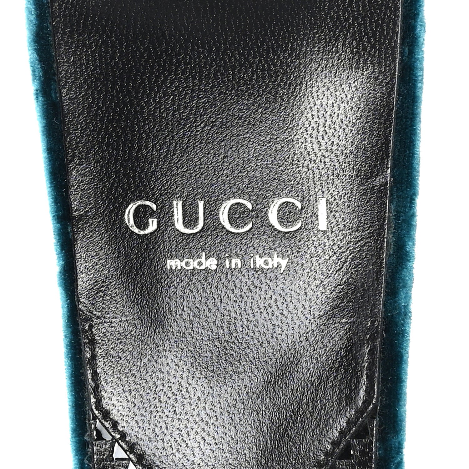 Gucci New Velvet Ashmir Regent Calfskin GG Monogram Square Toe Bow 45mm Slide Sandals Peacock Blue 39.5 8 of 9