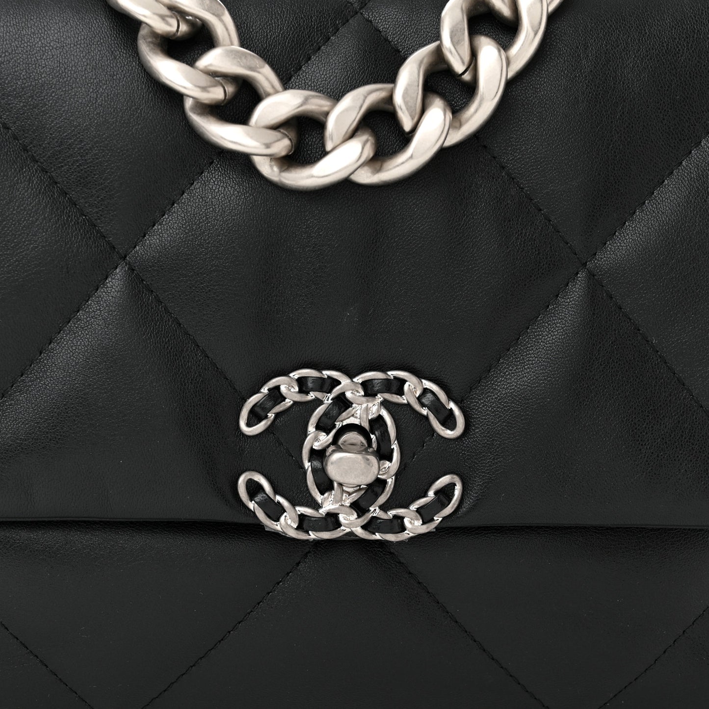 Lambskin Quilted Large Chanel 19 Flap Black