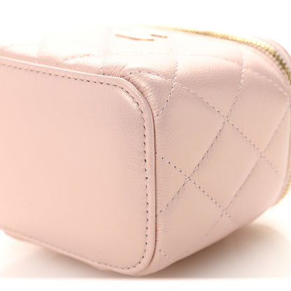 Chanel Iridescent Caviar Quilted Mini Pearl On Top Vanity Case With Chain Light Pink 10 of 10