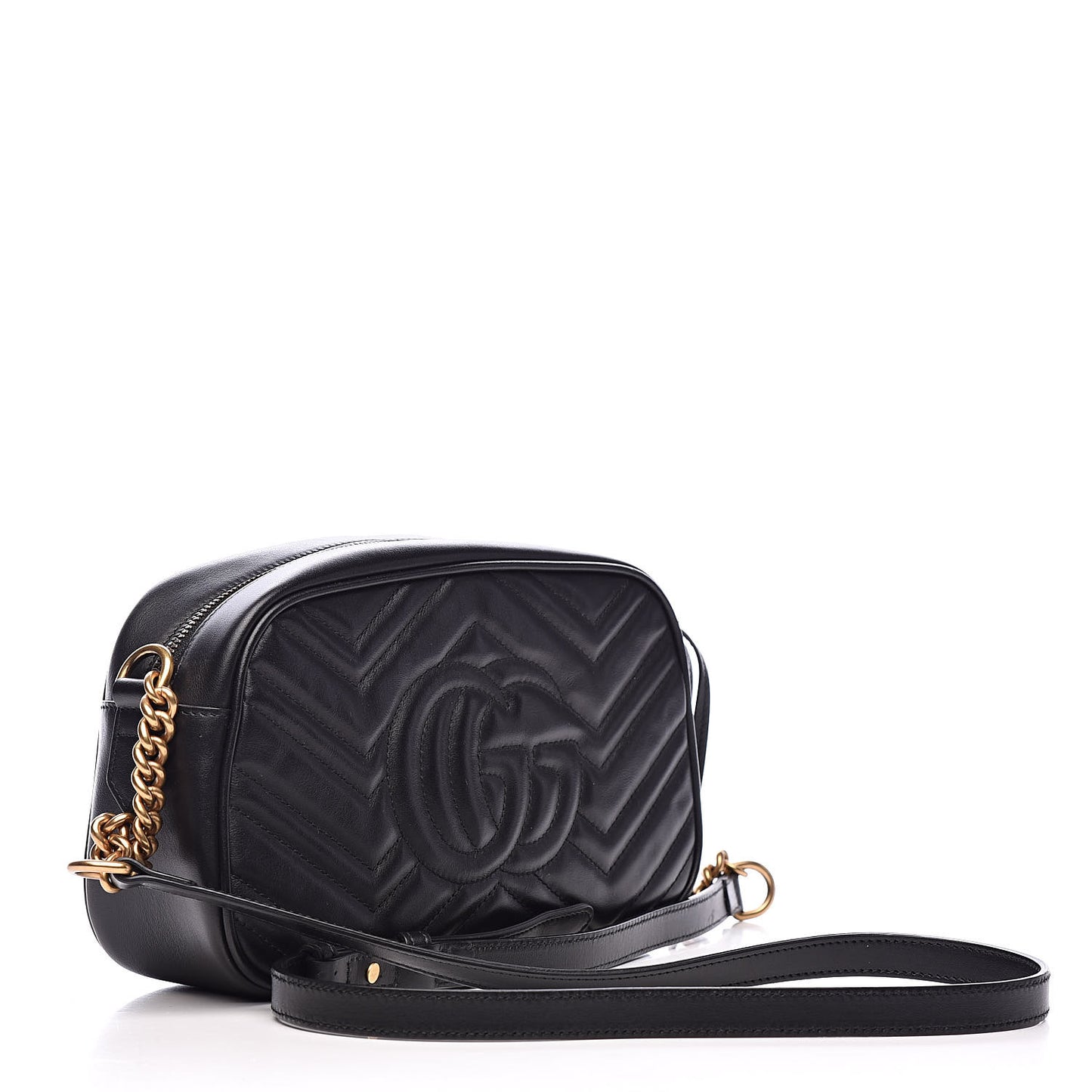 Calfskin Matelasse Small GG Marmont Chain Shoulder Bag Black
