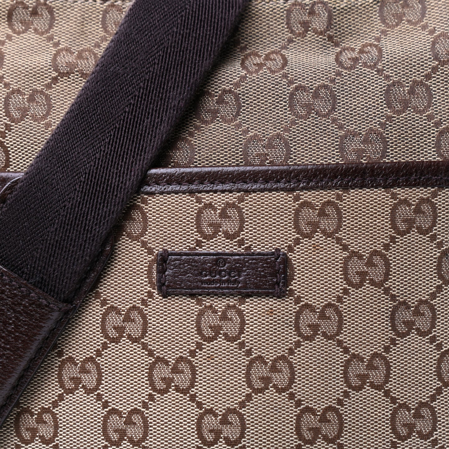 Monogram Flat Messenger Bag Beige Dark Brown