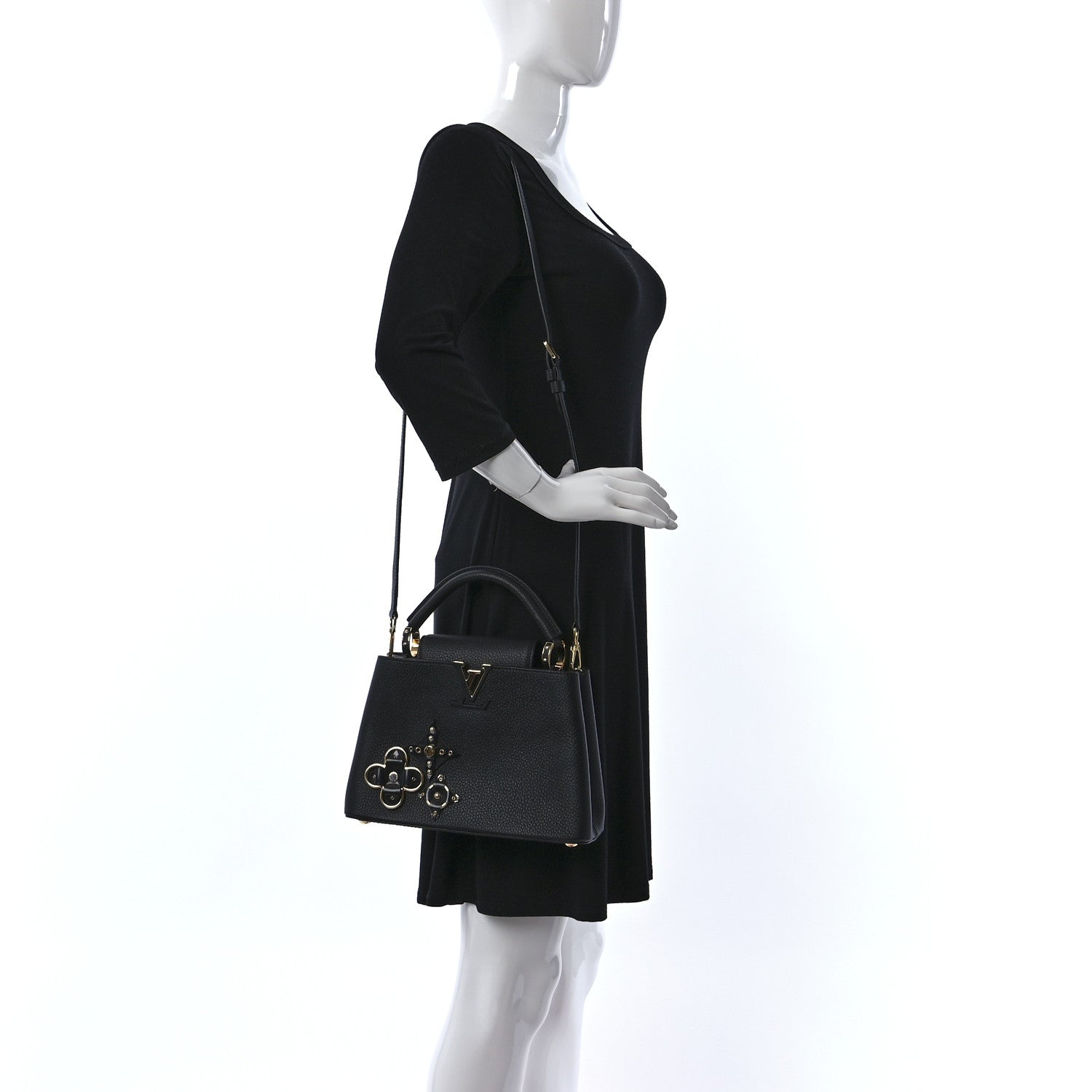 Louis Vuitton Taurillon Mechanical Flowers Capucines BB Black 2 of 10
