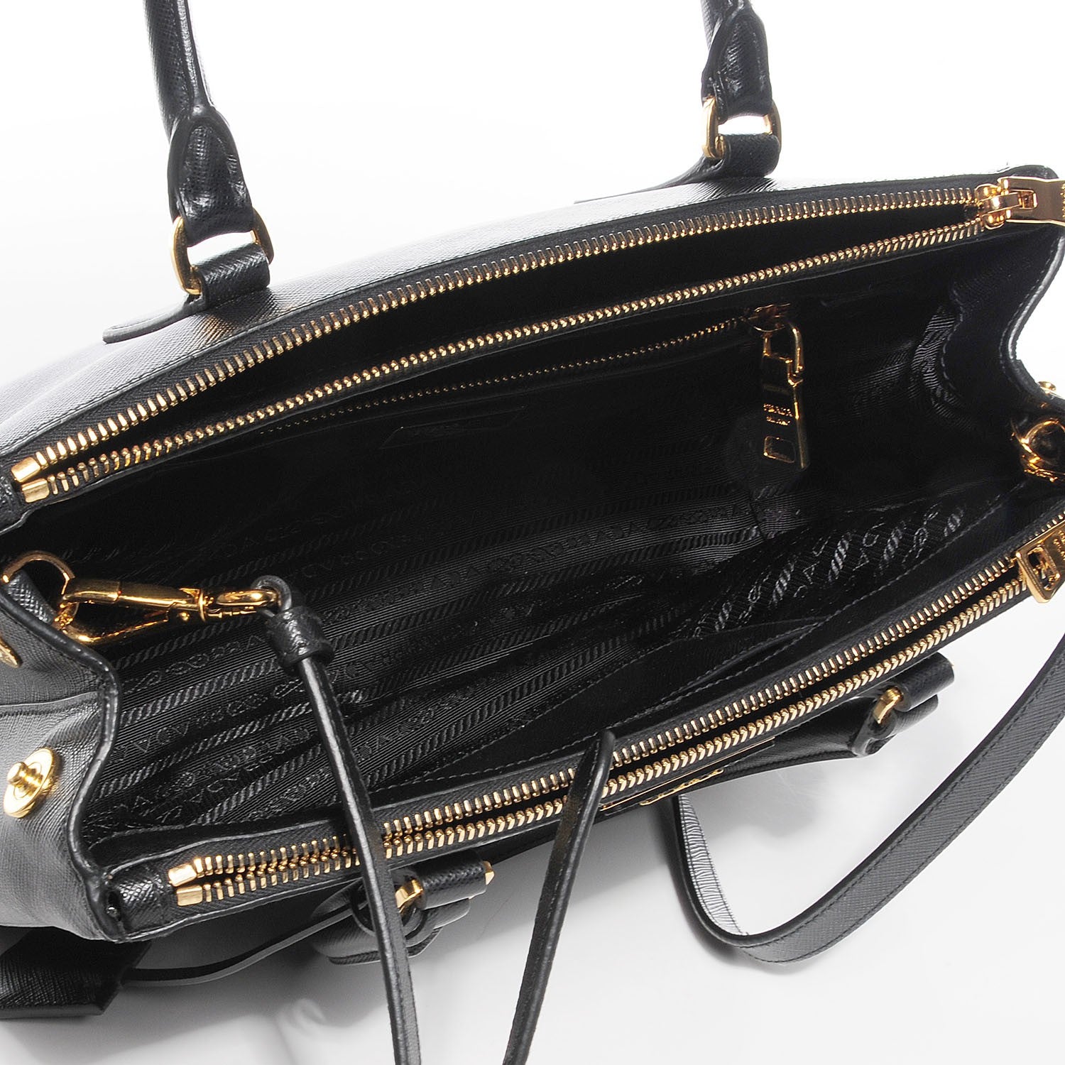 Prada Saffiano Lux Small Double Zip Tote Nero Black 5 of 10