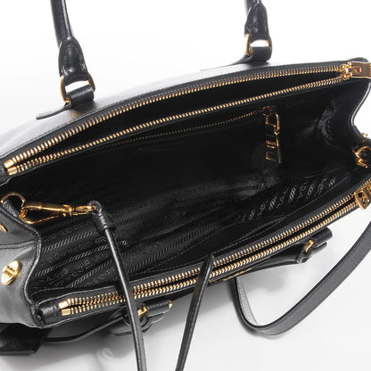Prada Saffiano Lux Small Double Zip Tote Nero Black 5 of 10