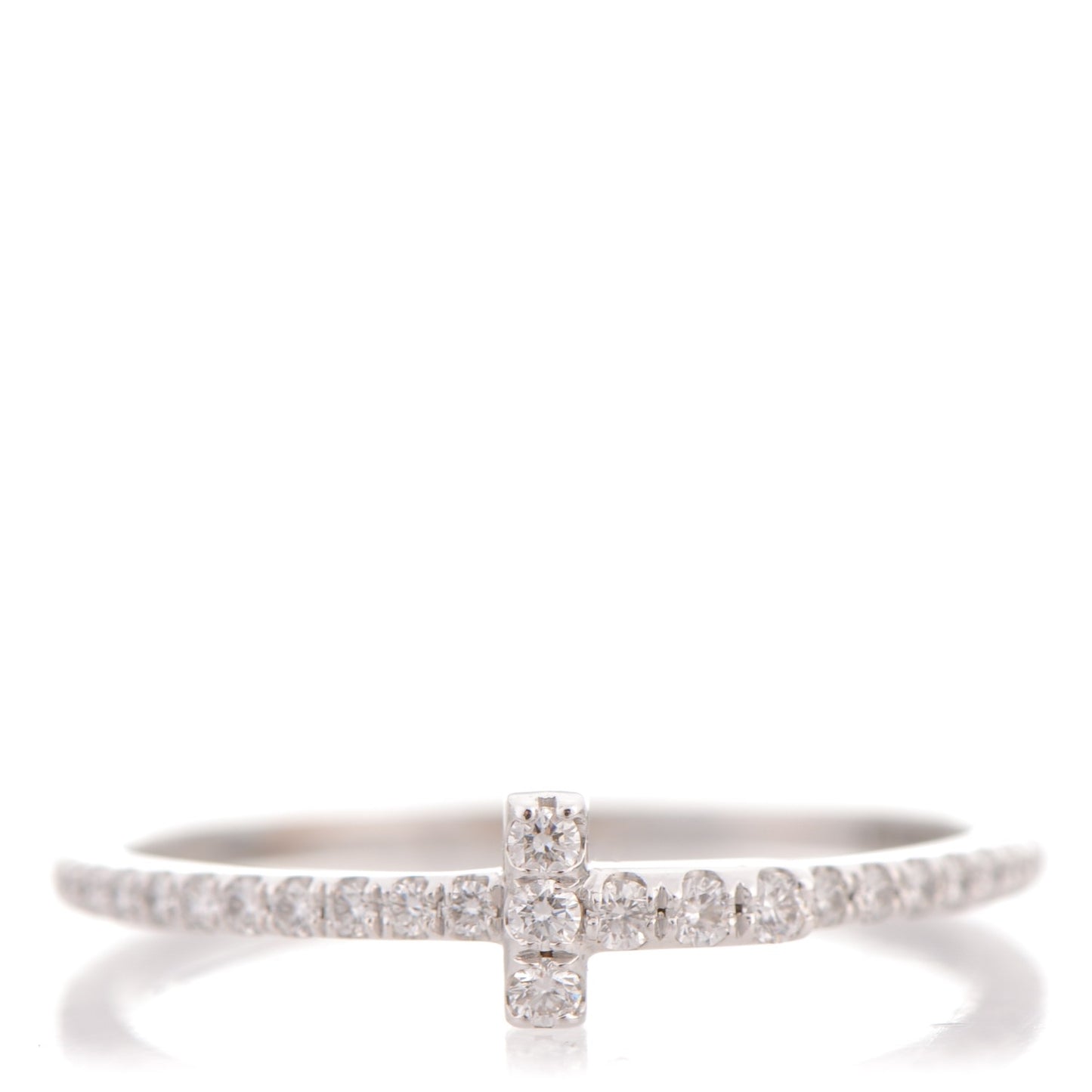 18K White Gold Diamond T Wire Pave Ring 55 7.25