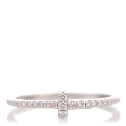 Tiffany 18K White Gold Diamond T Wire Pave Ring 55 7.25 1 of 4