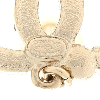 Chanel Crystal Pearl CC Drop Earrings Gold Pearly White 4 of 4