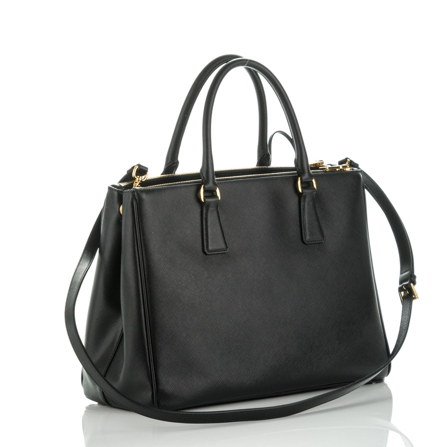 Saffiano Medium Galleria Double Zip Tote Black