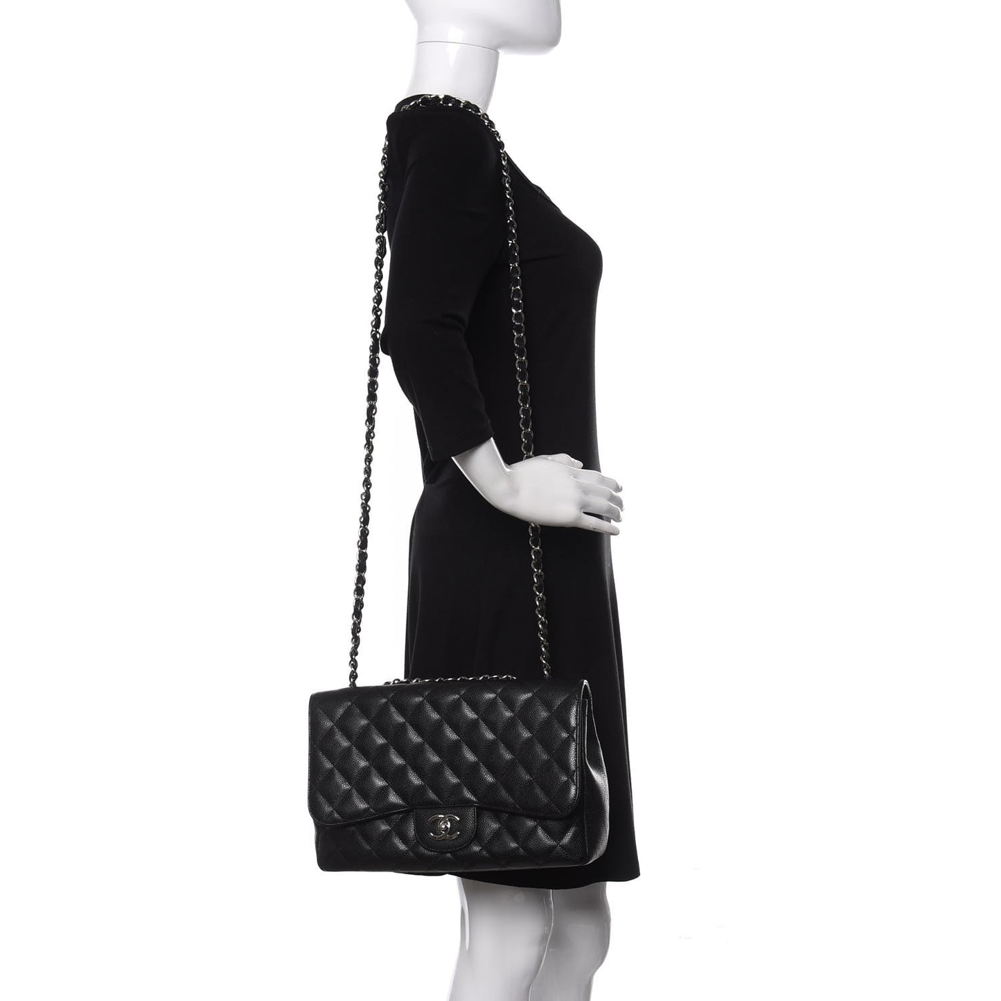 Caviar Quilted Jumbo Single Flap Black