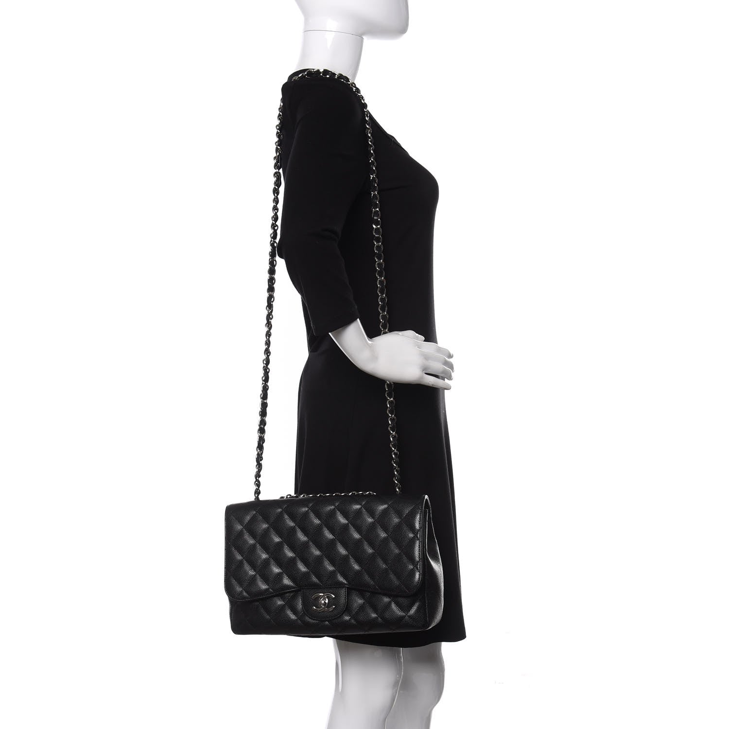 Chanel Caviar Quilted Jumbo Single Flap Black 2 of 10