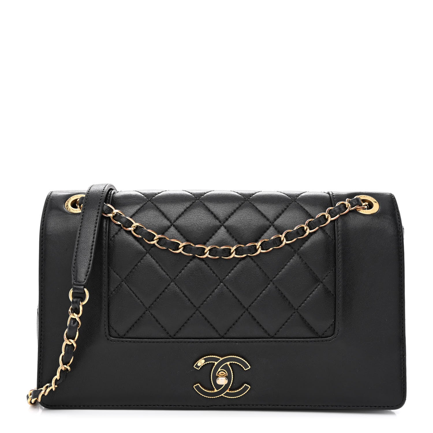 Chanel Sheepskin Quilted Vintage Mademoiselle Flap Black 1 of 10