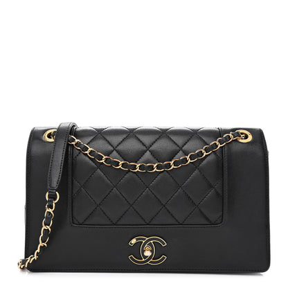 Chanel Sheepskin Quilted Vintage Mademoiselle Flap Black 1 of 10