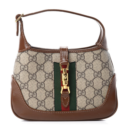 Gucci GG Supreme Monogram Azalea Calfskin Web Mini Jackie 1961 Hobo Beige Ebony Brown Sugar 1 of 11
