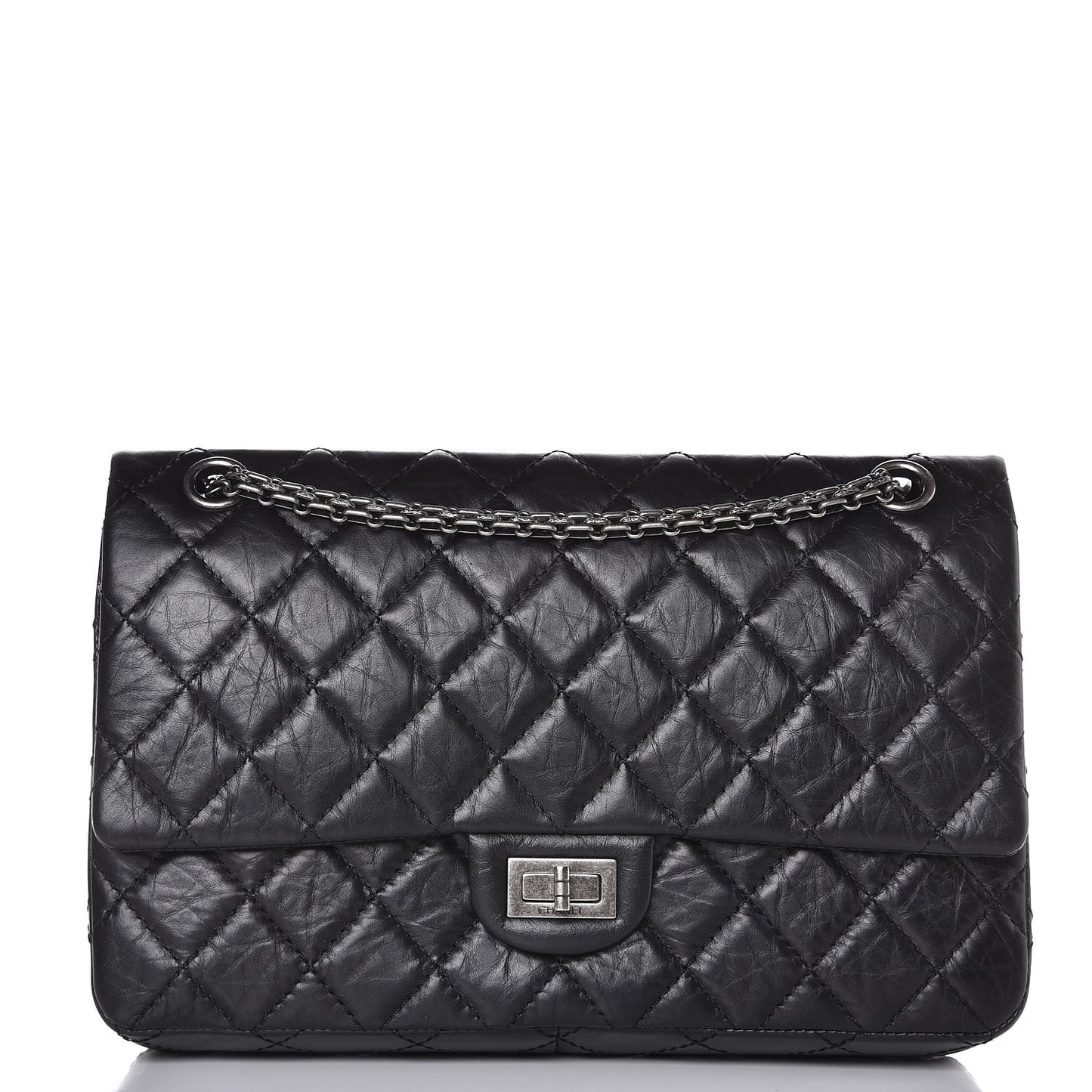 Aged Calfskin Quilted 2.55 Reissue 226 Flap Black