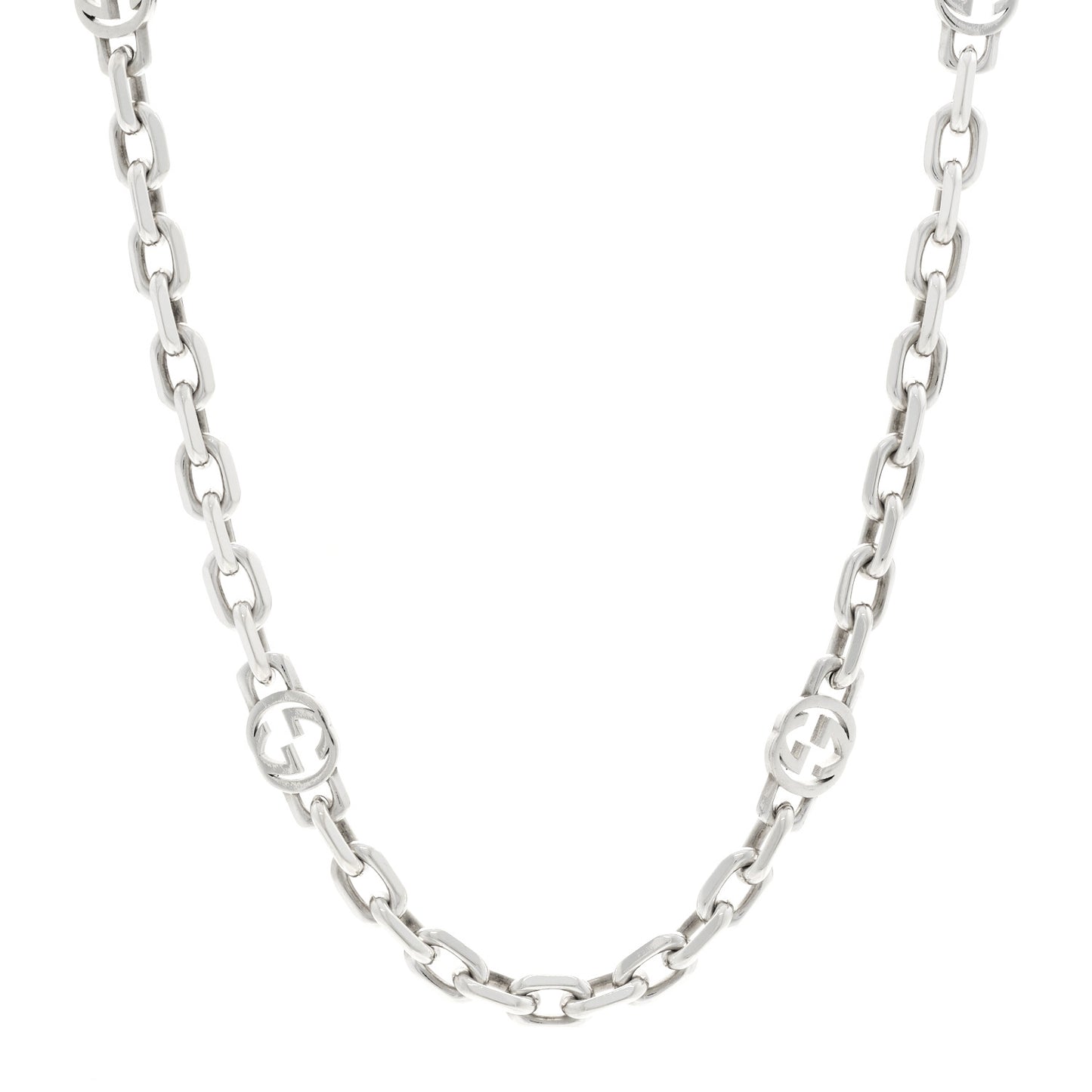 Sterling Silver Interlocking GG Chain Necklace