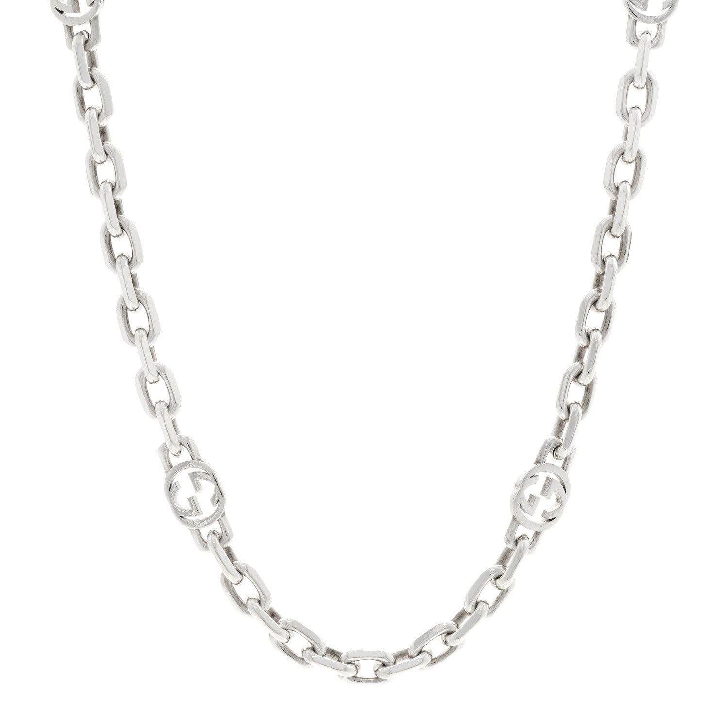 Gucci Sterling Silver Interlocking GG Chain Necklace 1 of 4
