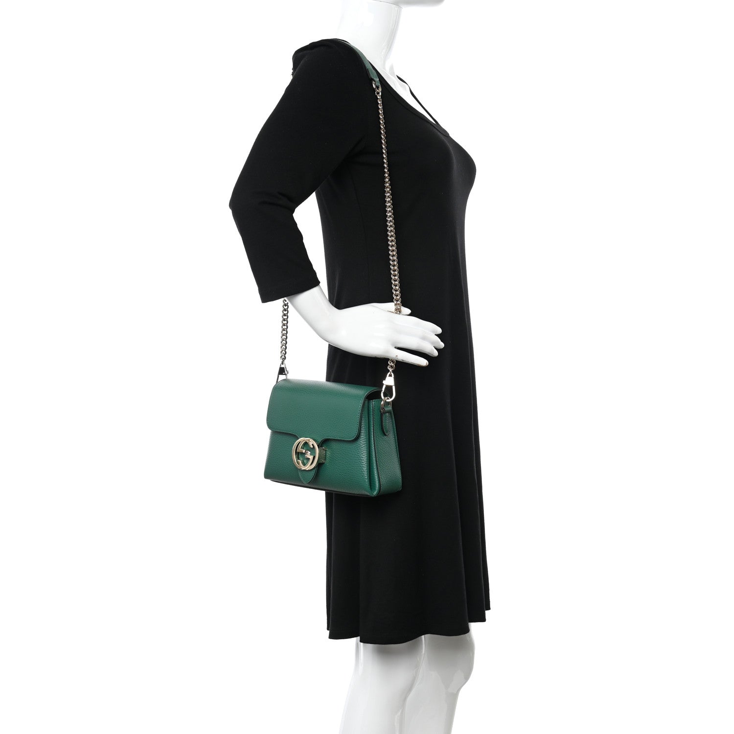 Gucci Dollar Calfskin Interlocking G Crossbody Bag Emerald 2 of 10