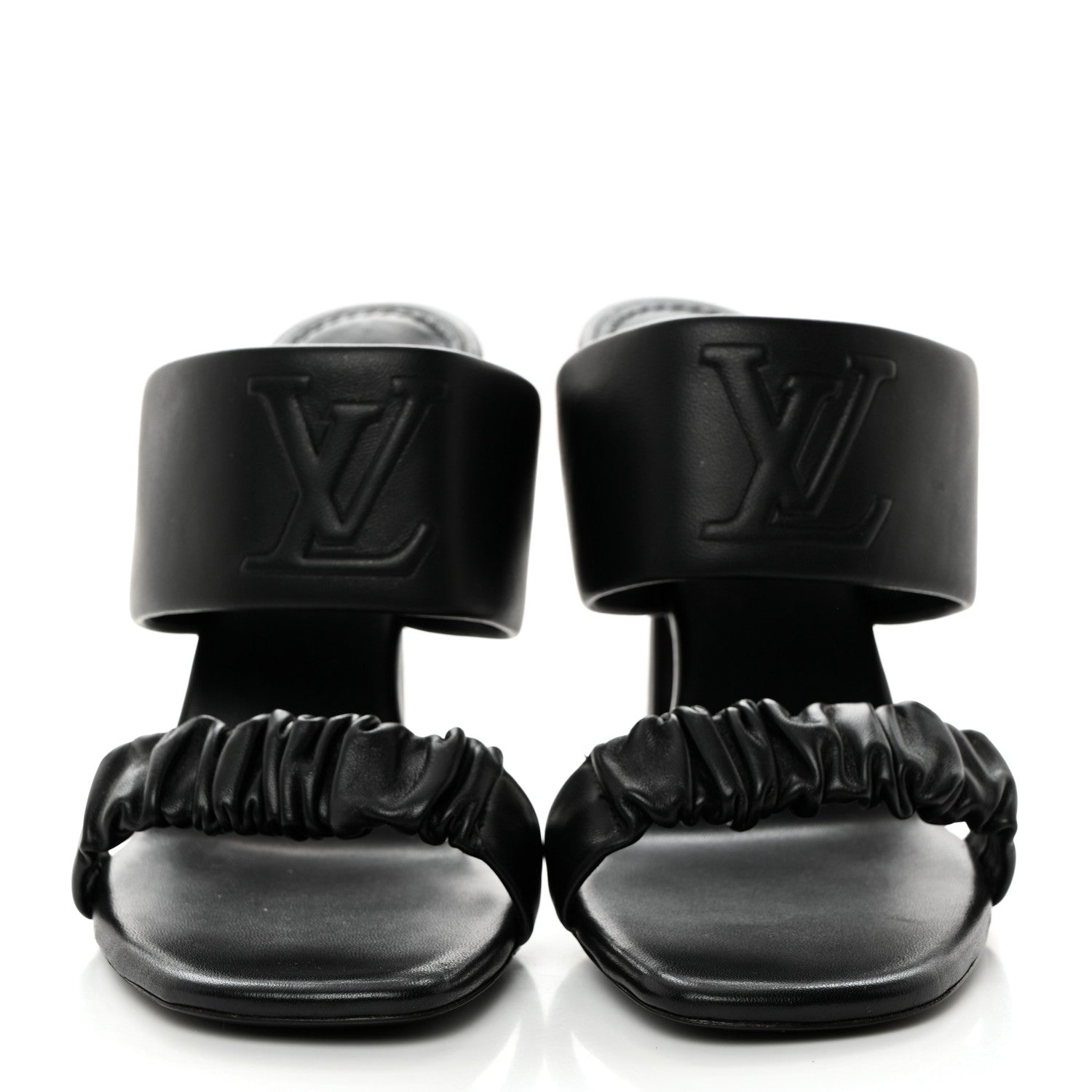 Louis Vuitton Lambskin Drapy Heel Mules 40 Black 2 of 8