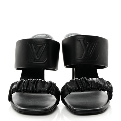 Louis Vuitton Lambskin Drapy Heel Mules 40 Black 2 of 8