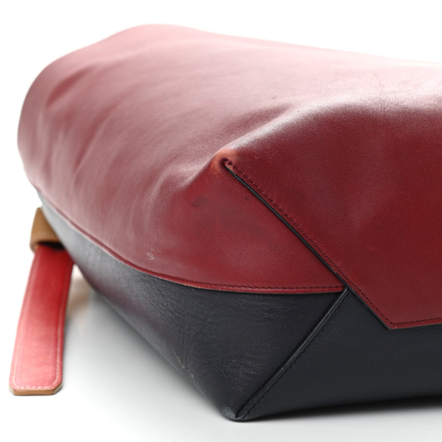 Shiny Smooth Calfskin Small Twisted Cabas Dark Ruby Navy