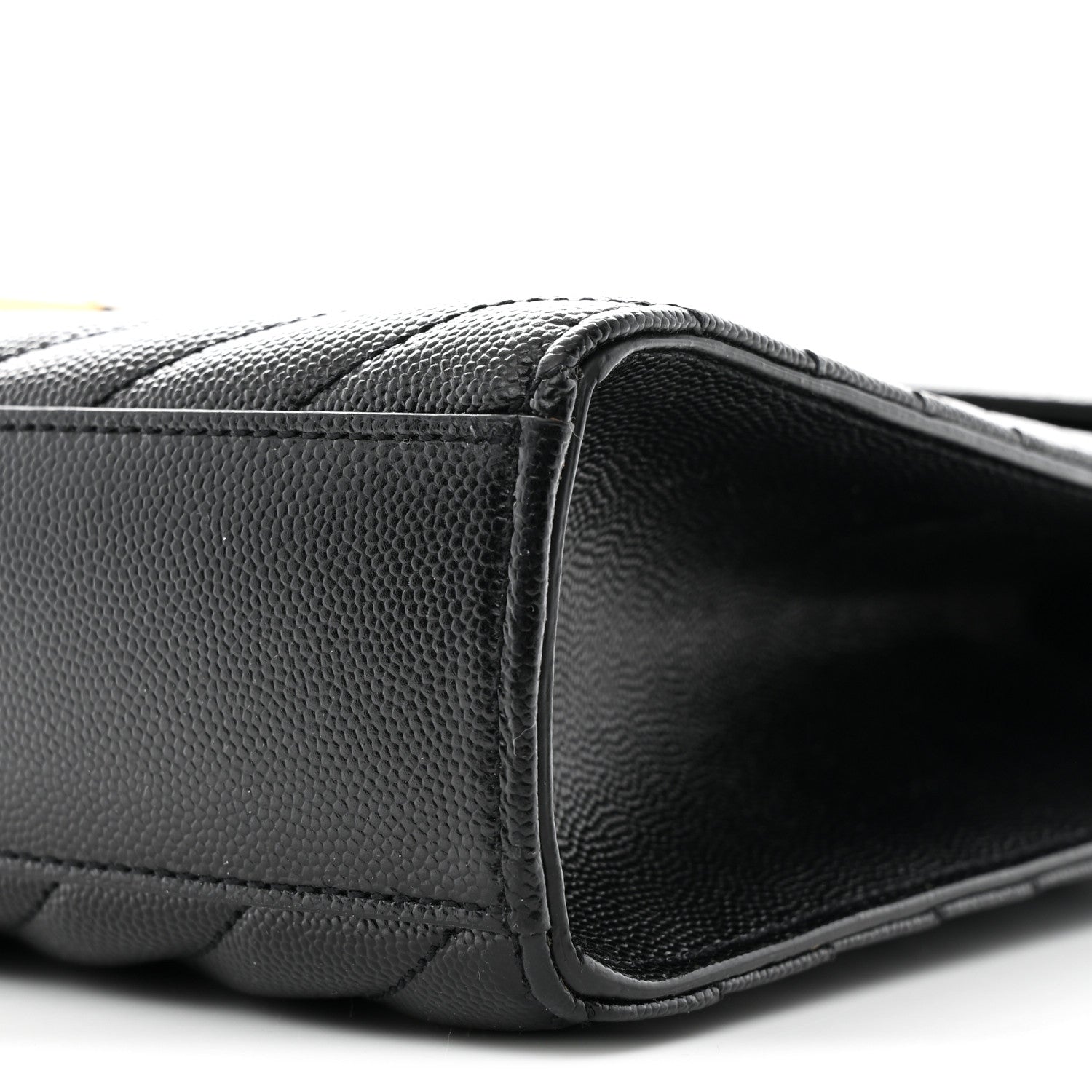 Saint Laurent Grain De Poudre Matelasse Chevron Large Monogram Satchel Black 10 of 10