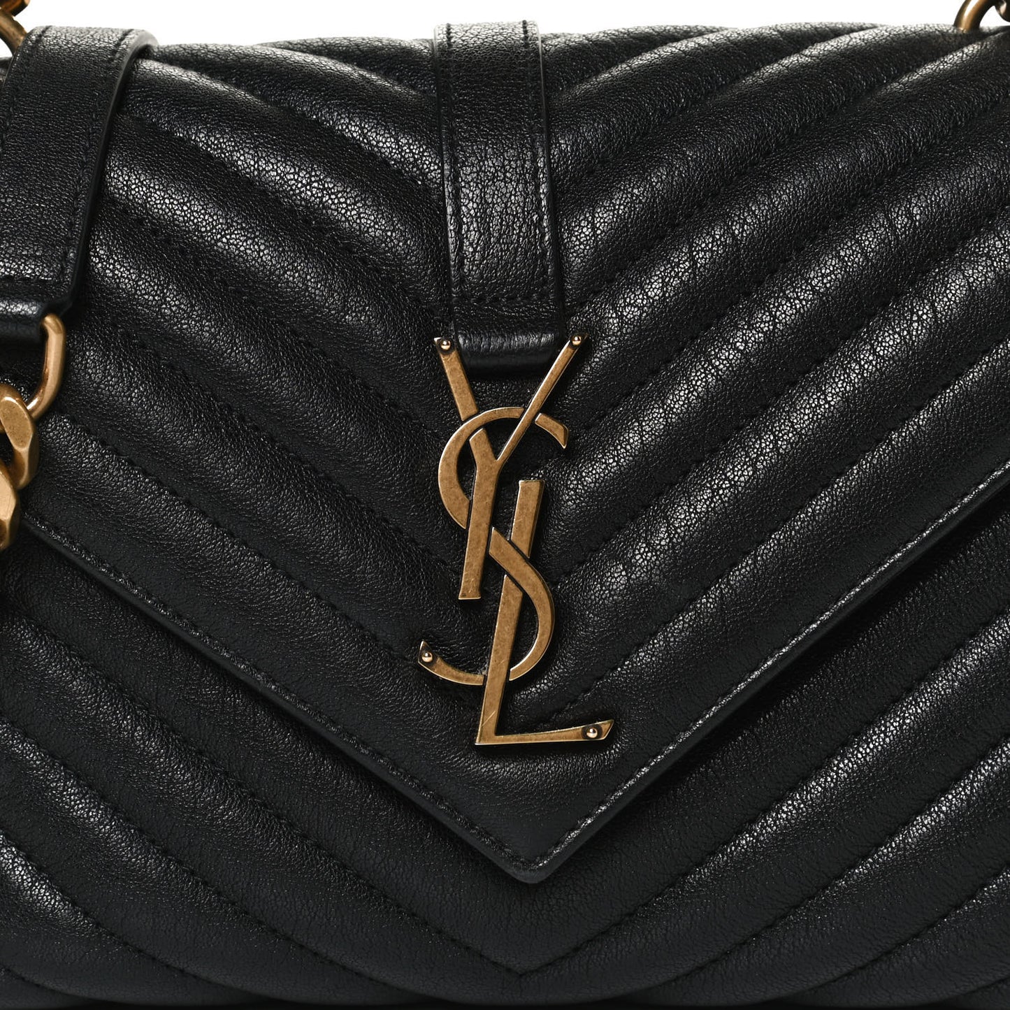 Sheepskin Matelasse Chevron Monogram Medium College Bag Black