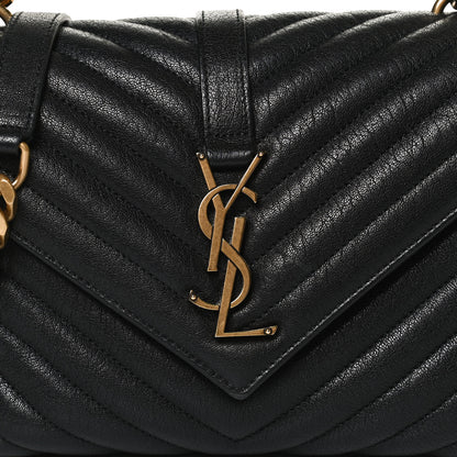 Saint Laurent Sheepskin Matelasse Chevron Monogram Medium College Bag Black 8 of 12