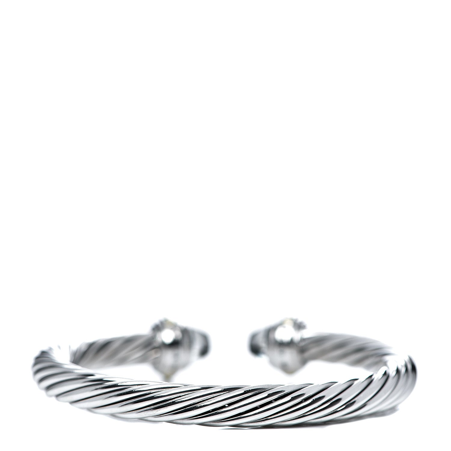 David Yurman Sterling Silver 14K Yellow Gold Prasiolite 7mm Cable Classics Bracelet 2 of 4