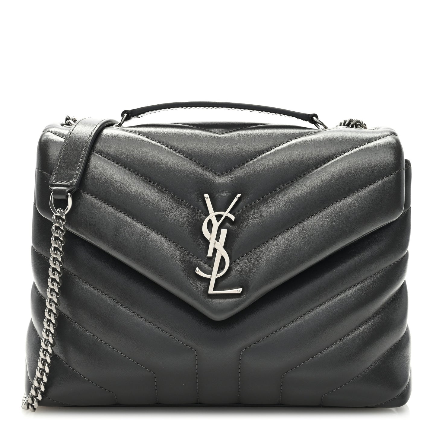 Calfskin Y Quilted Monogram Small Loulou Chain Satchel Storm