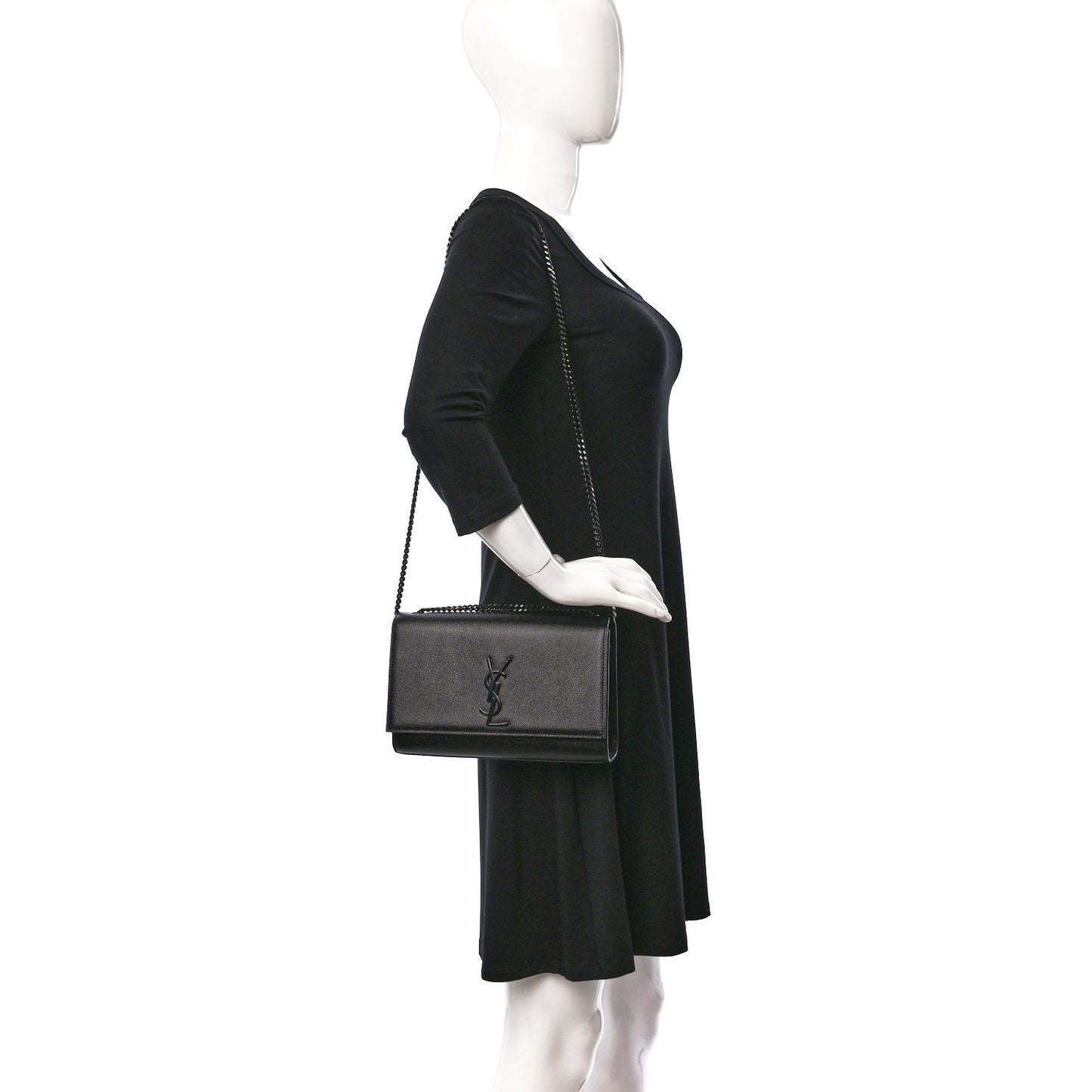Grain De Poudre Medium Classic Monogram Monochrome Kate Satchel Black
