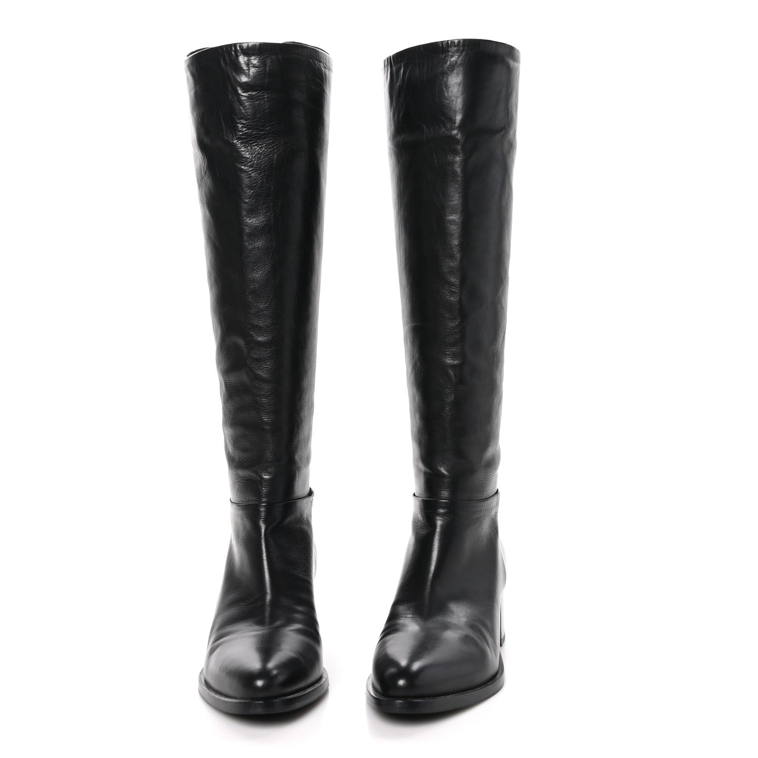 Prada Spazzolato Knee High Boots 37.5 Black 2 of 6
