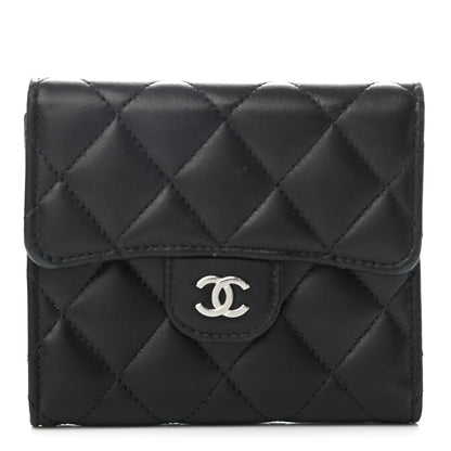 Chanel Lambskin Quilted Compact Flap Wallet Black 1 of 7