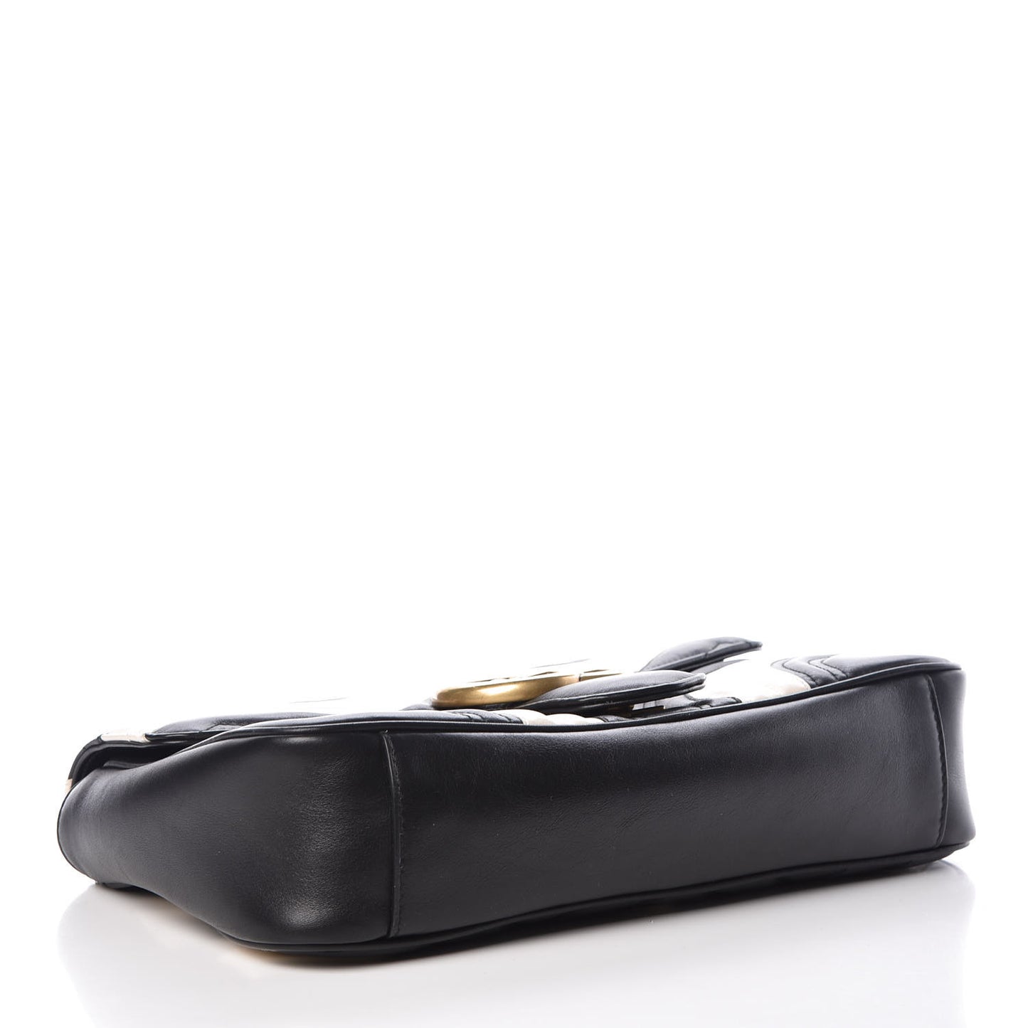 Calfskin Matelasse Medium GG Marmont Shoulder Bag Black White