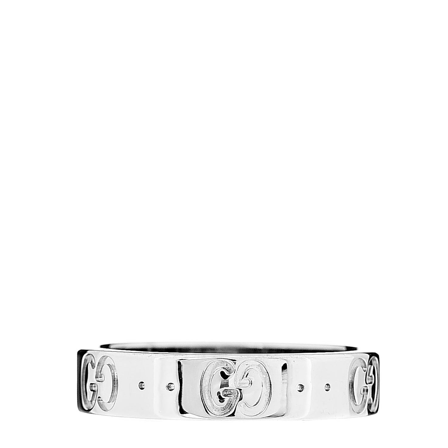 18K White Gold 4mm Icon Thin Band Ring 50 5.5