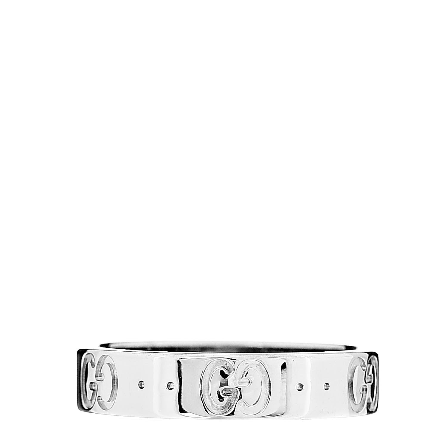 Gucci 18K White Gold 4mm Icon Thin Band Ring 50 5.5 1 of 5