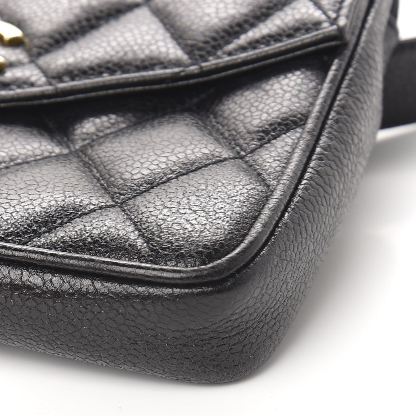 Caviar Quilted Flap Belt Bag Clutch 75 30 Black