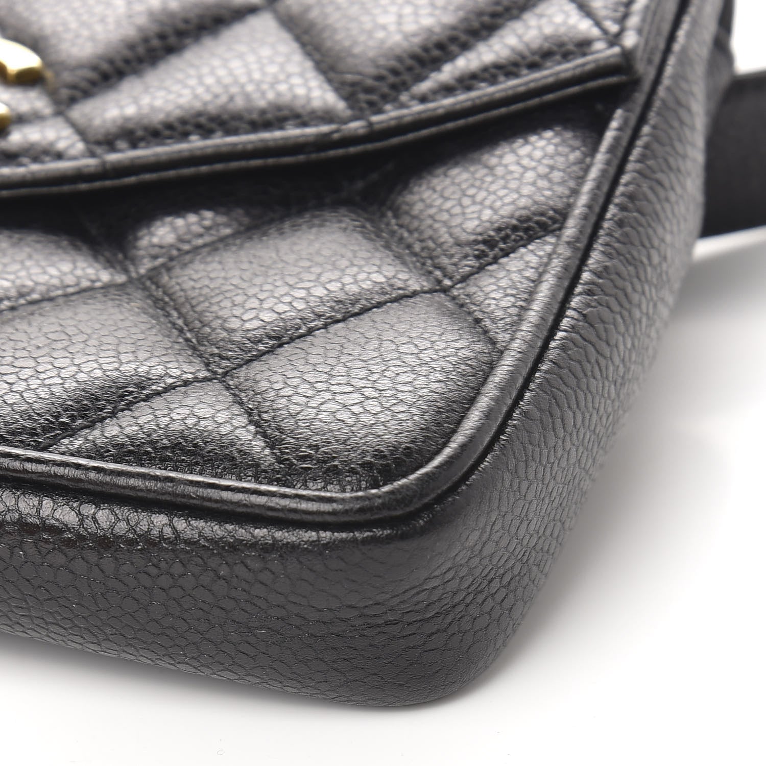 Chanel Caviar Quilted Flap Belt Bag Clutch 75 30 Black 9 of 10