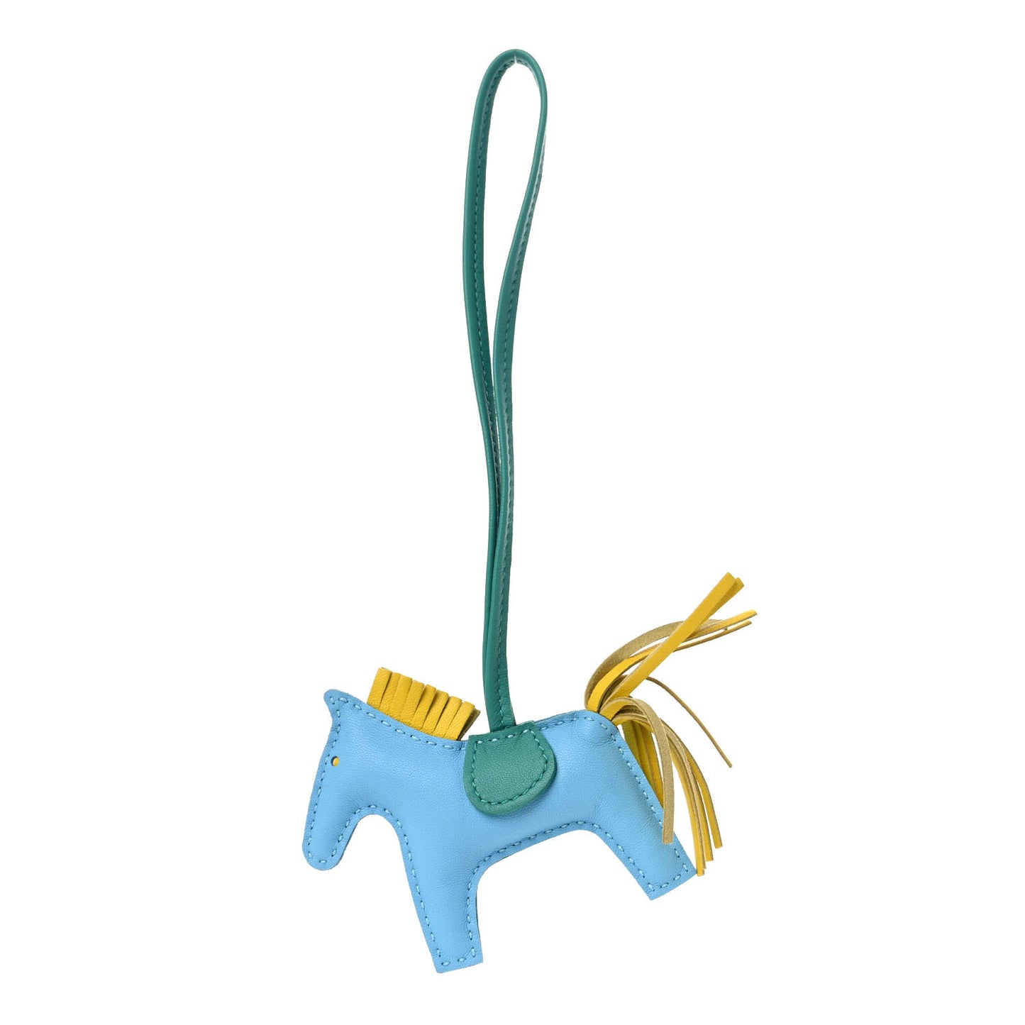Milo Lambskin Grigri Rodeo Horse Bag Charm PM Bleu Celeste Lime Malachite