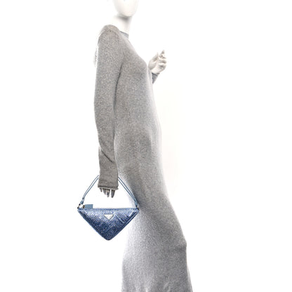 Prada Satin Crystal Triangle Pouch Celeste 2 of 9