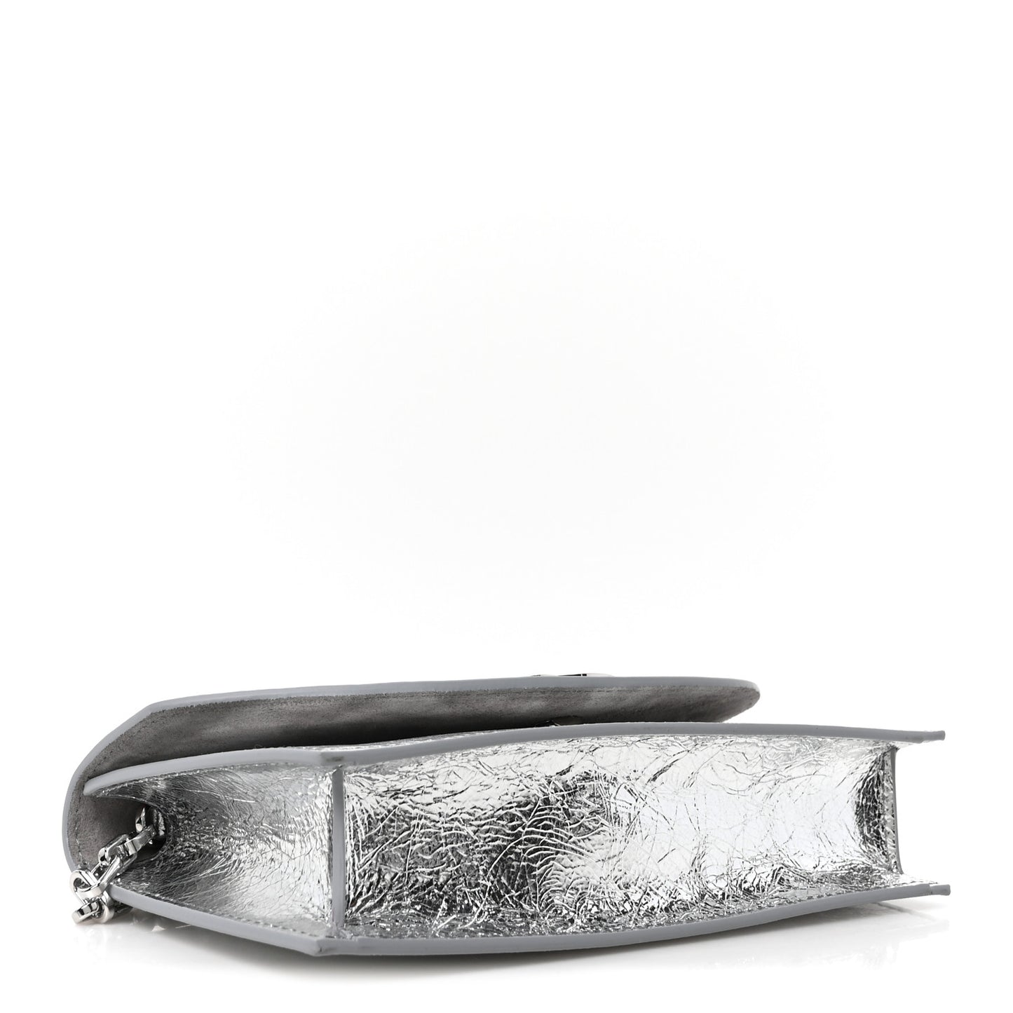 Metallic Textured Calfskin Loubi54 Crossbody Clutch Silver