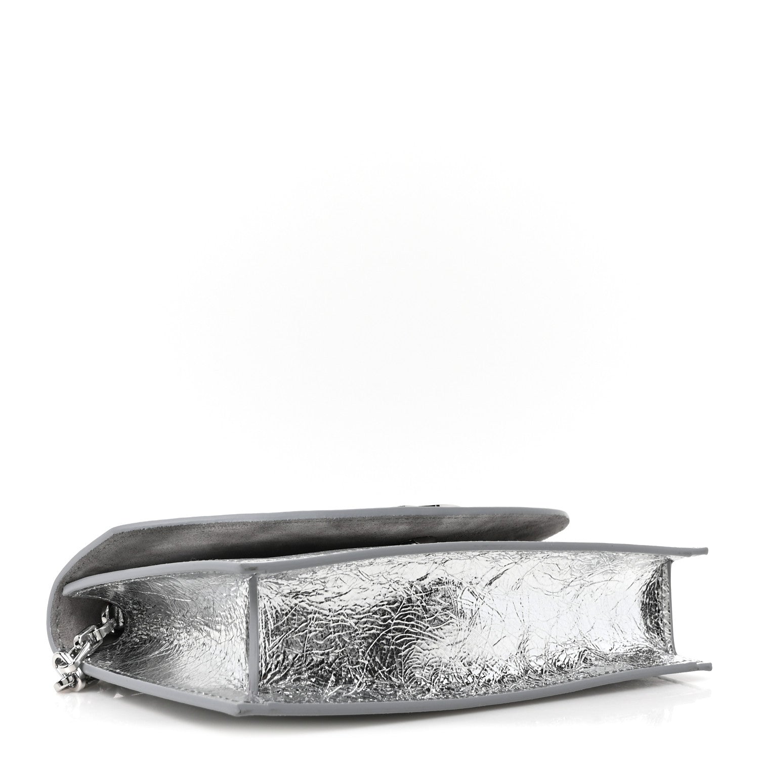 Christian Louboutin Metallic Textured Calfskin Loubi54 Crossbody Clutch Silver 4 of 9