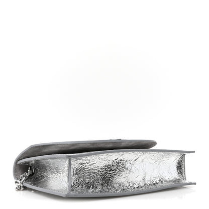 Christian Louboutin Metallic Textured Calfskin Loubi54 Crossbody Clutch Silver 4 of 9