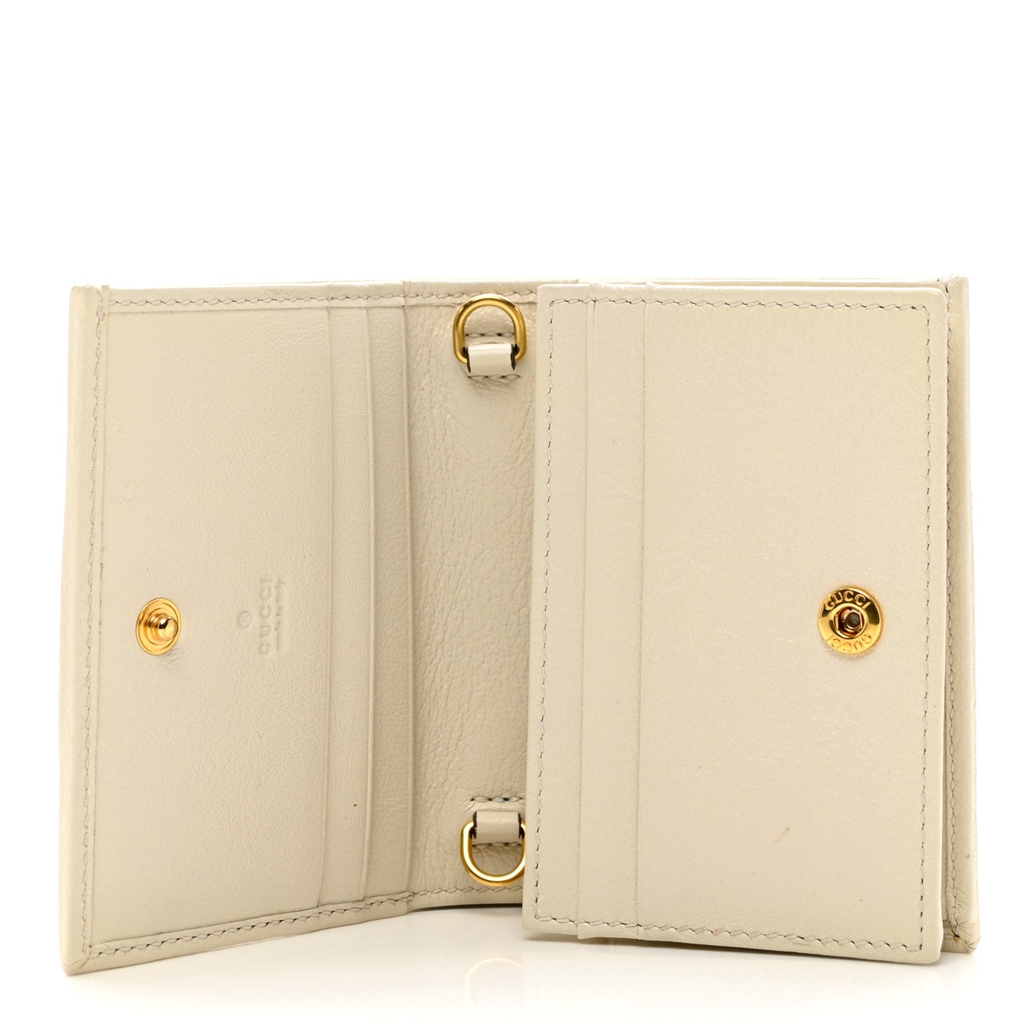 Calfskin Web Rajah Chain Card Case Wallet White