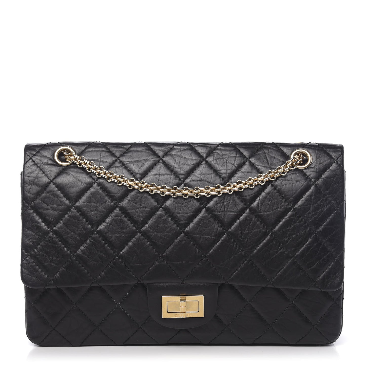 Aged Calfskin Quilted 2.55 Reissue 227 Flap Black