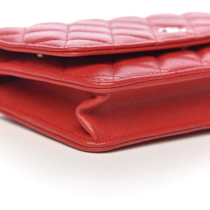 Chanel Caviar Quilted Wallet on Chain WOC Red 9 of 12